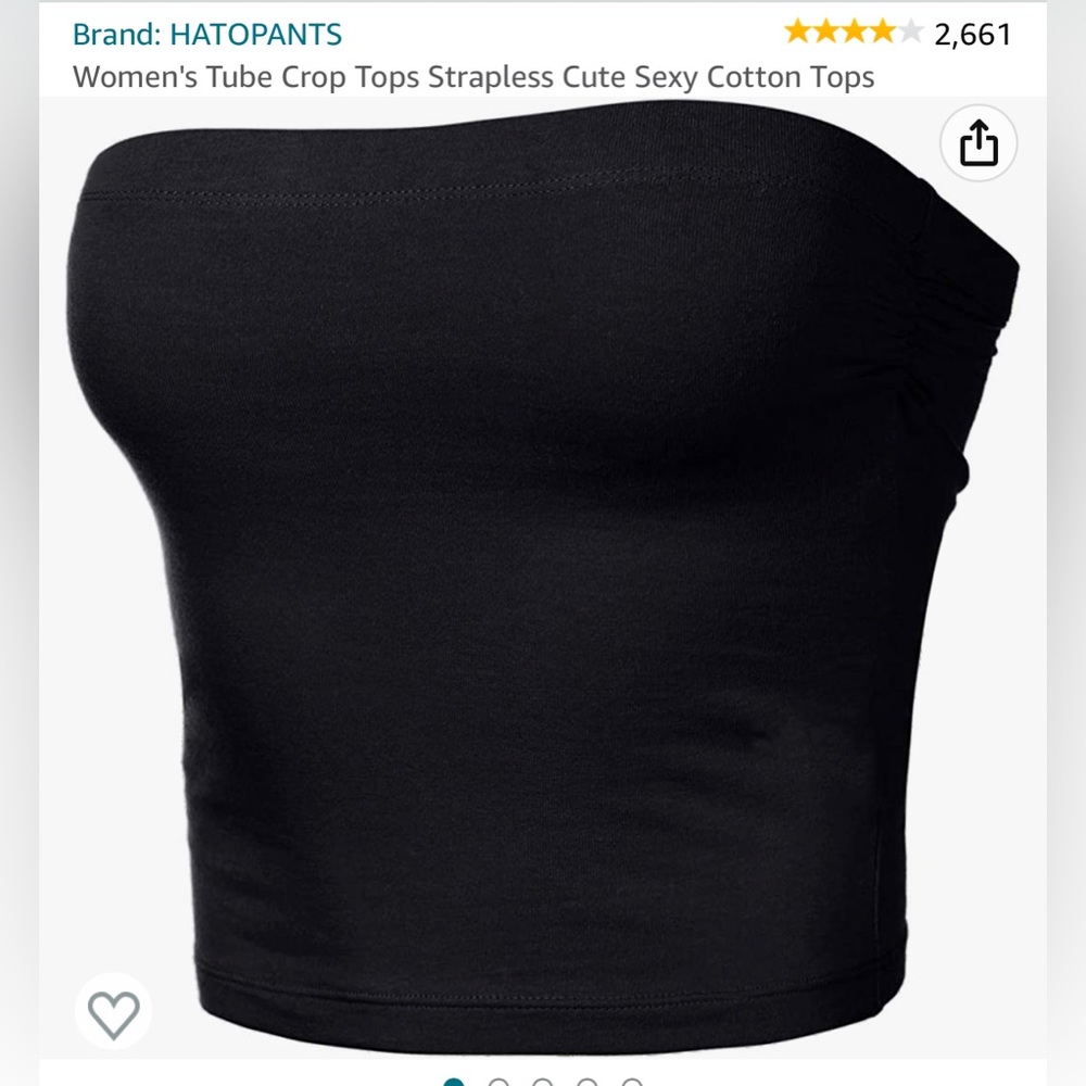 Black tube top. Strapless crop top